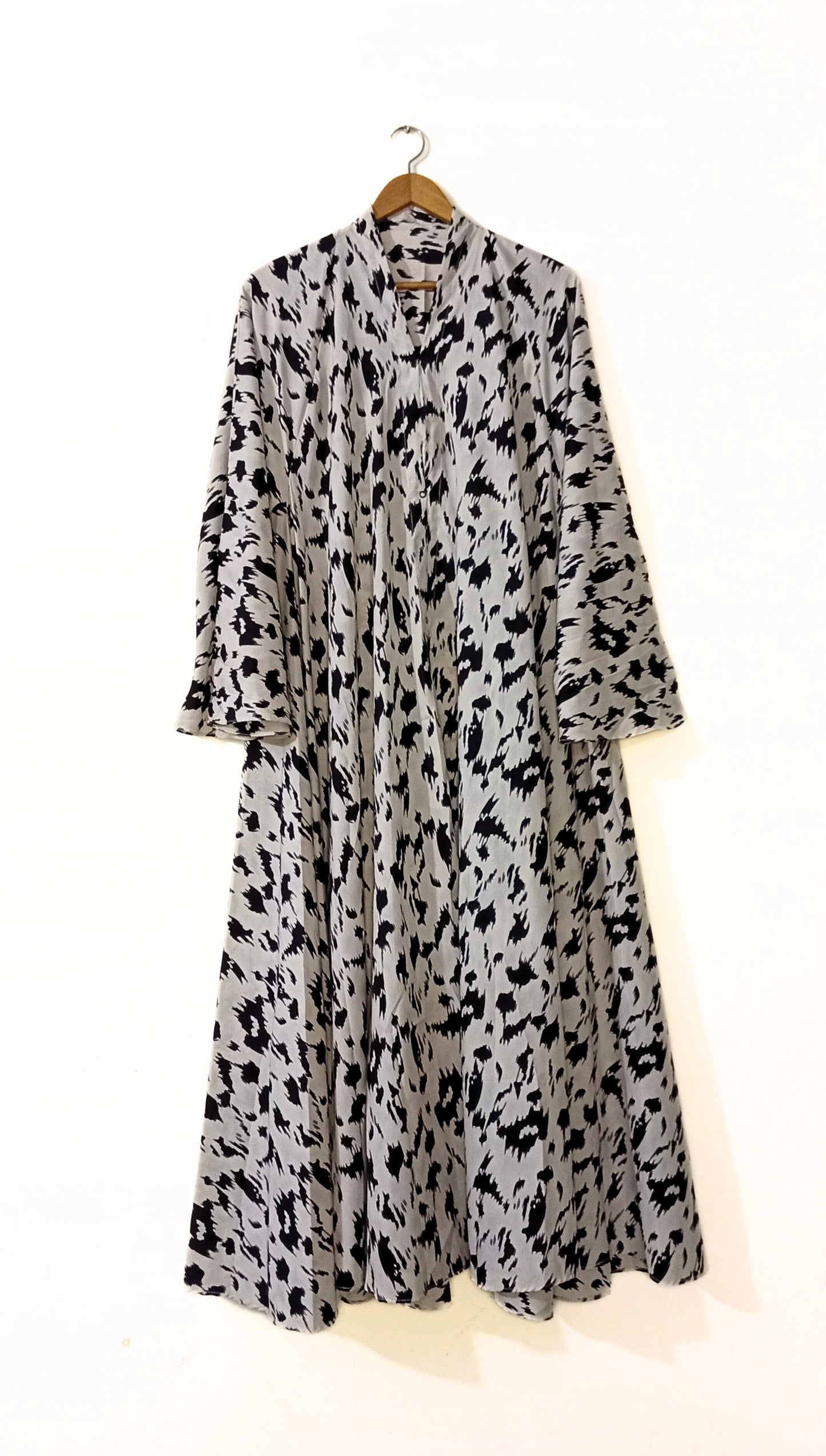 Black Mist Front Open Long Flair Abaya