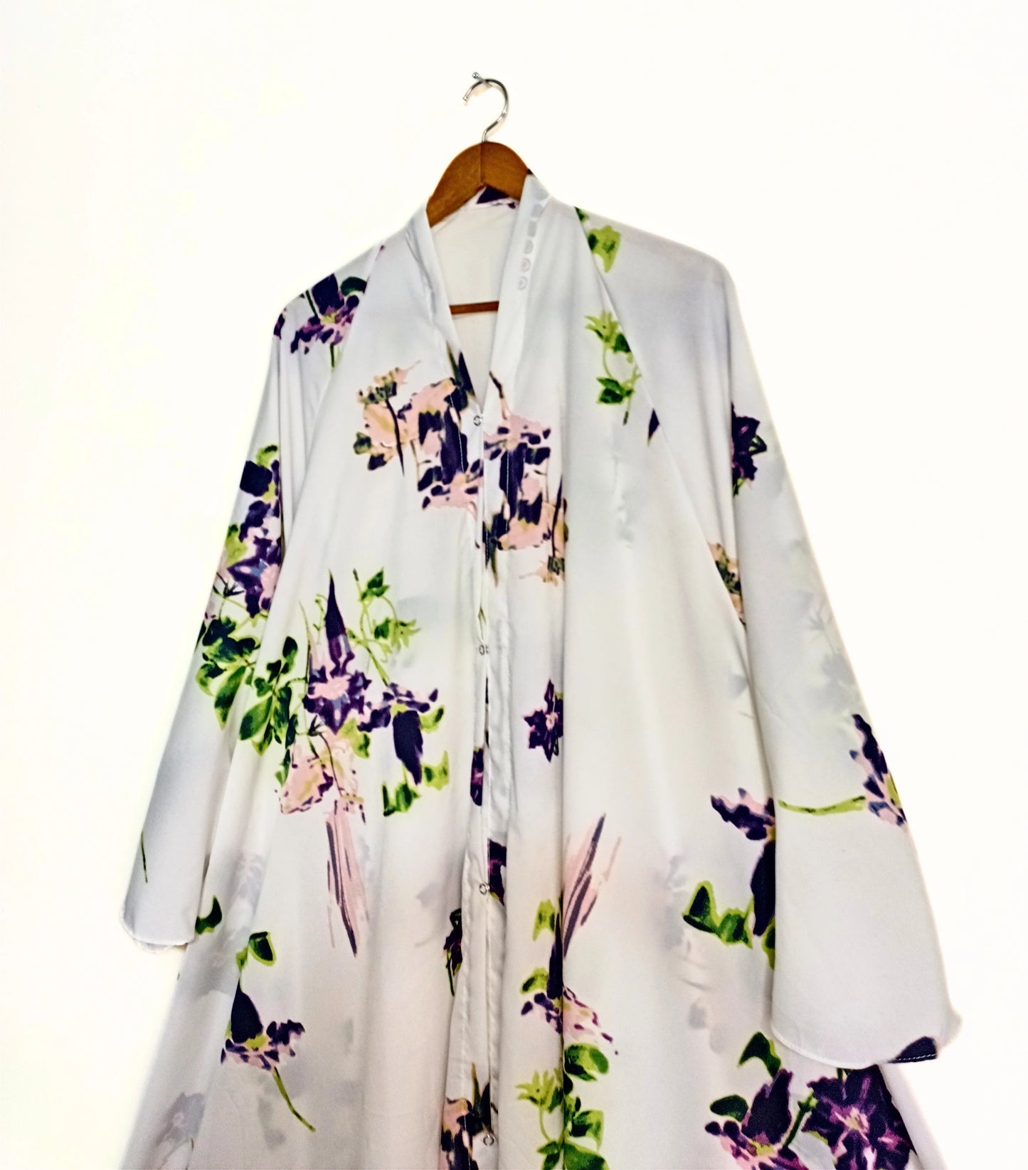 Purple Meadow Front Open Long Flared Abaya