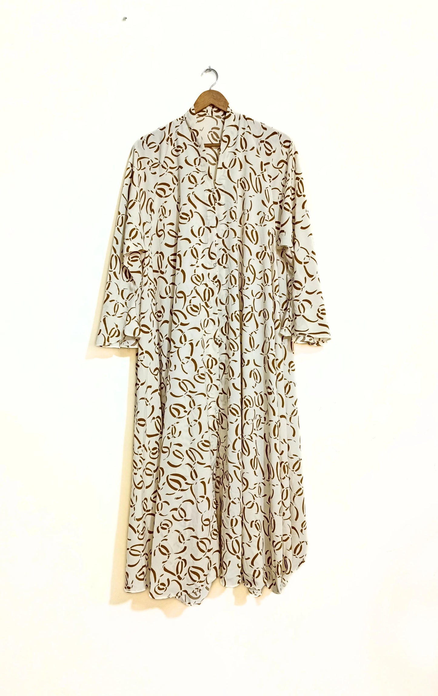 Mocha Swirl Front Open Long Flair Abaya
