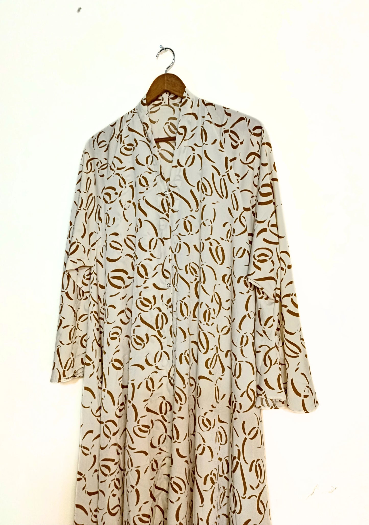 Mocha Swirl Front Open Long Flair Abaya