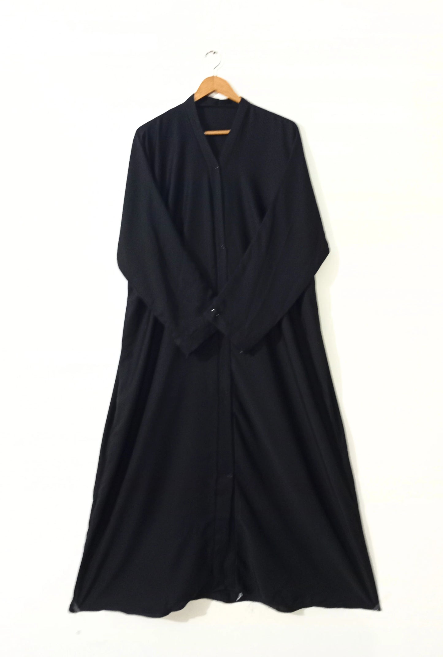 Plain Black Front Open Abaya