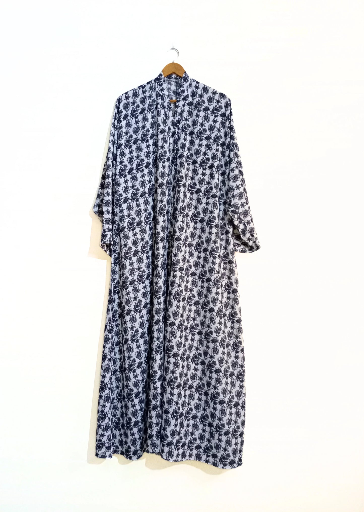 Charcoal Bloom Front Open Abaya