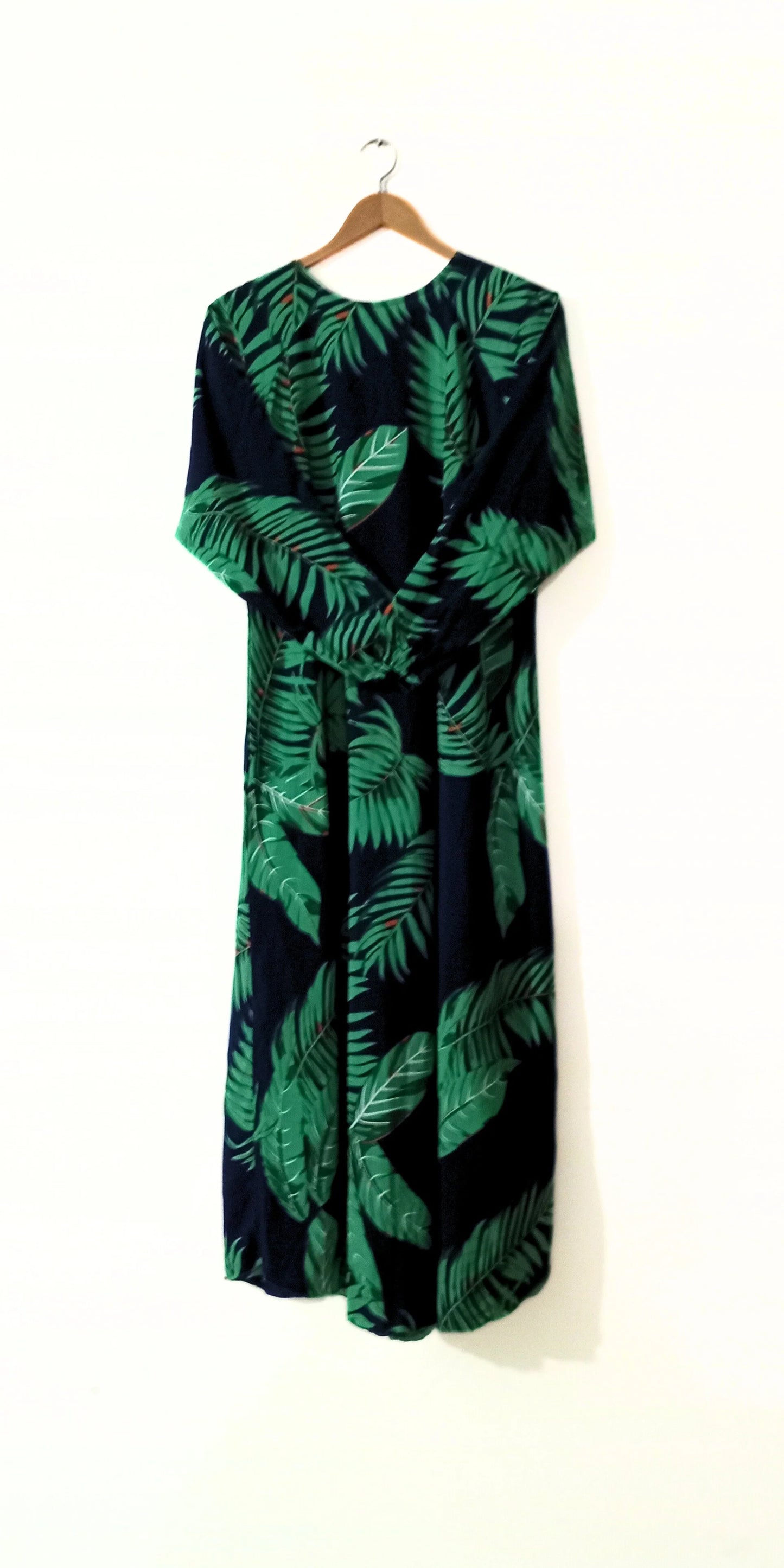 Tropical Leaf Print Maxi Abaya