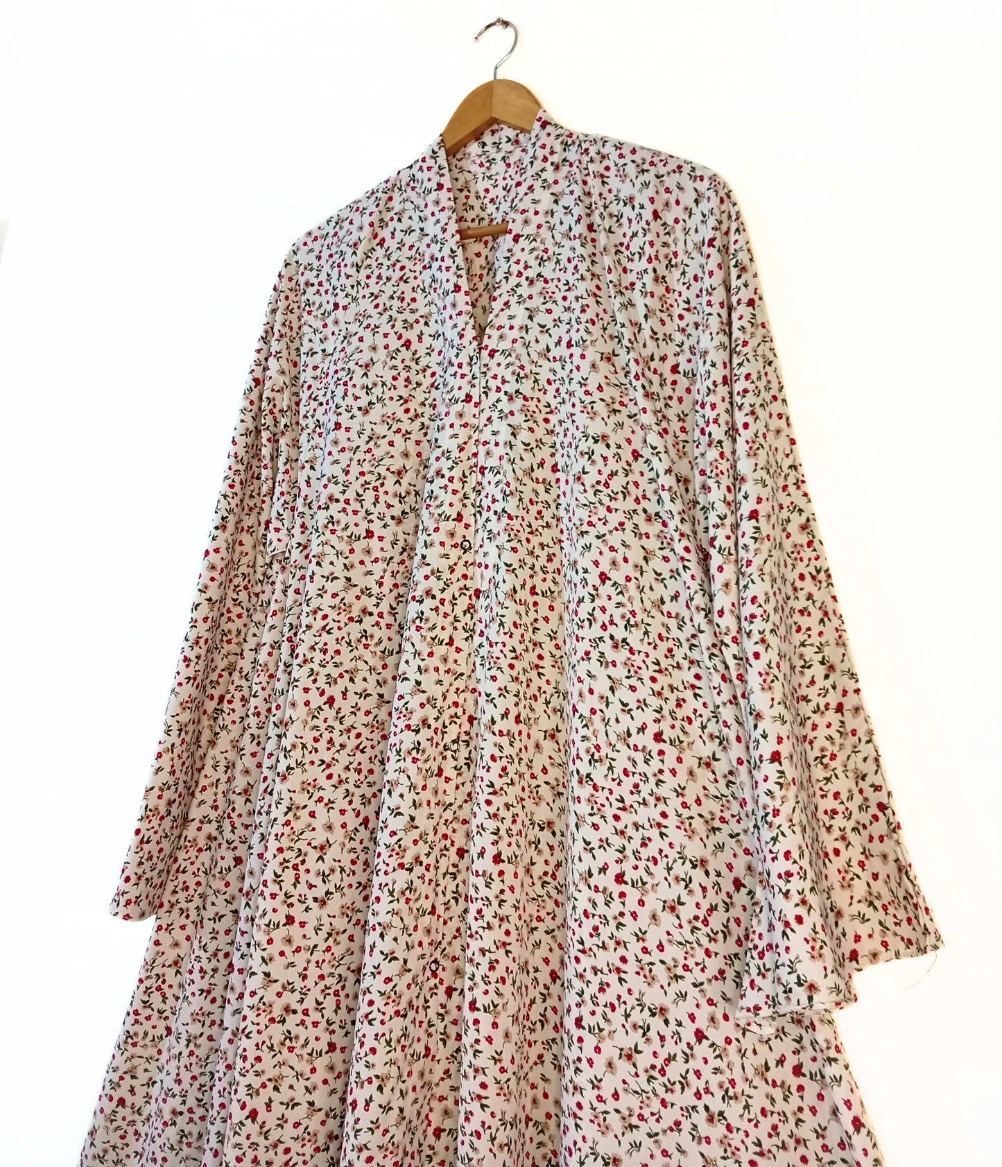 Serene Flower Front Open Long Flared Abaya