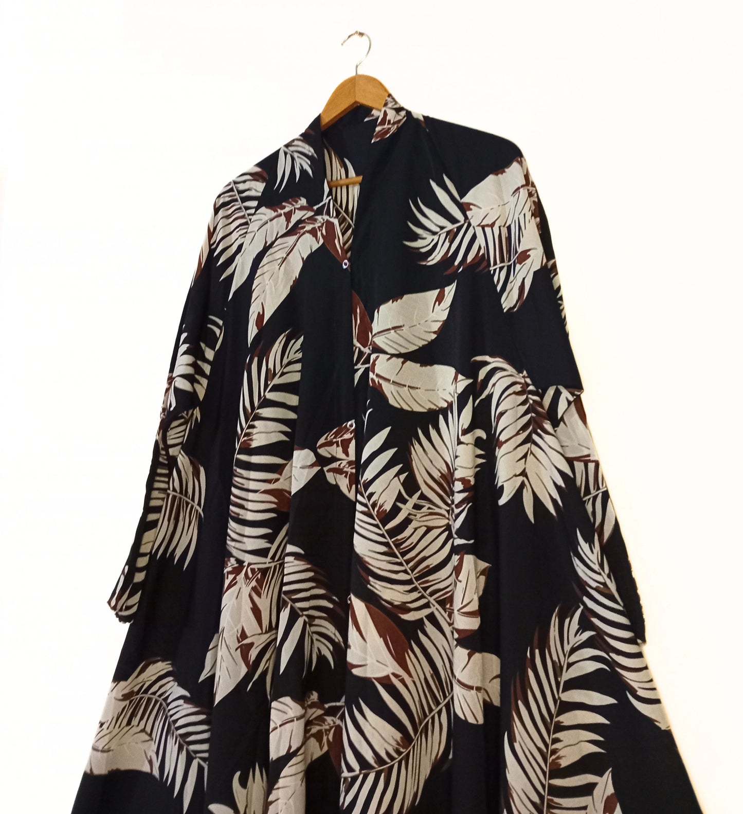 Dark Forest Front Open Long Flared Abaya