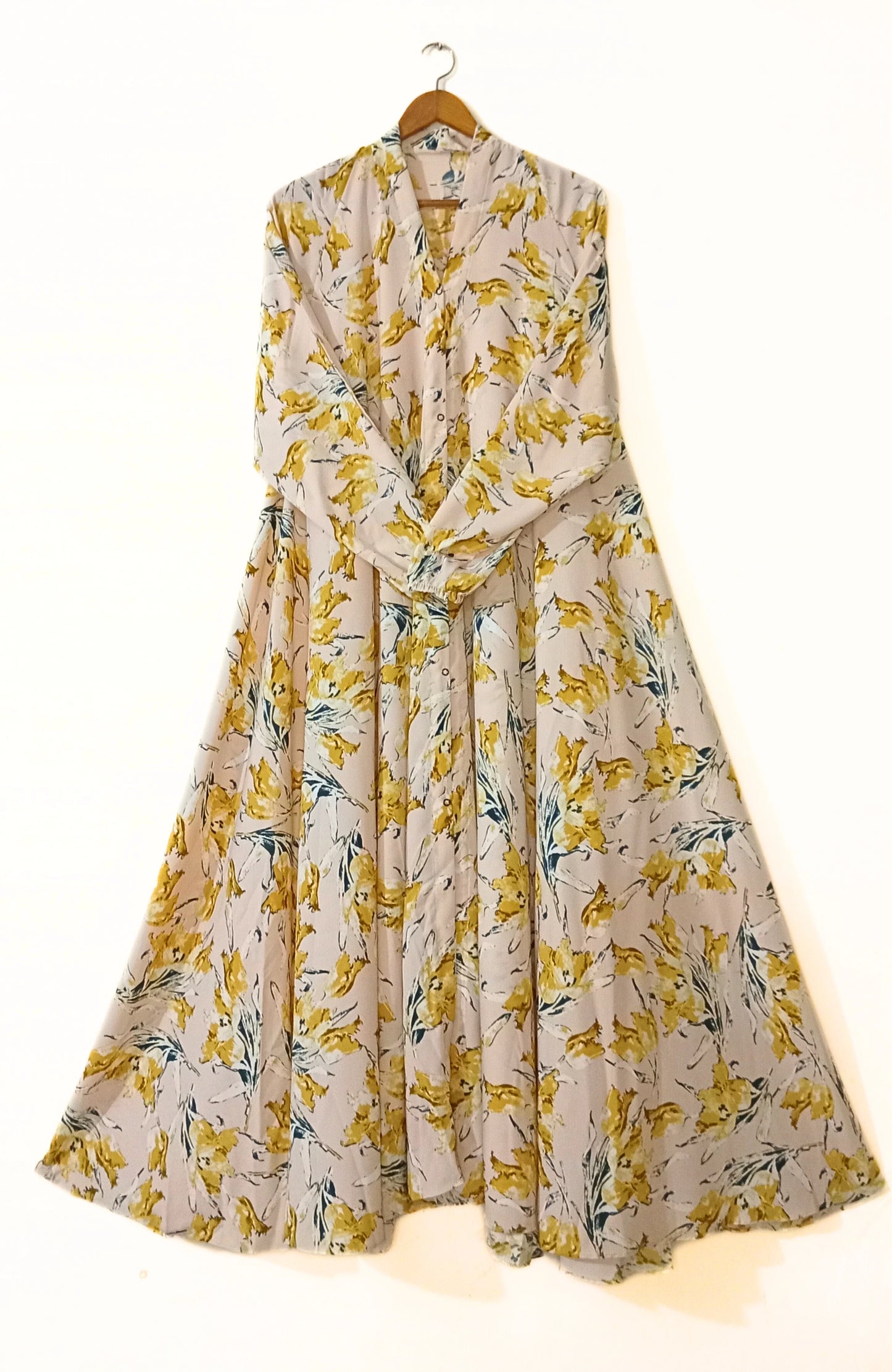 Sunshine Petal Front Open Long Flair Abaya