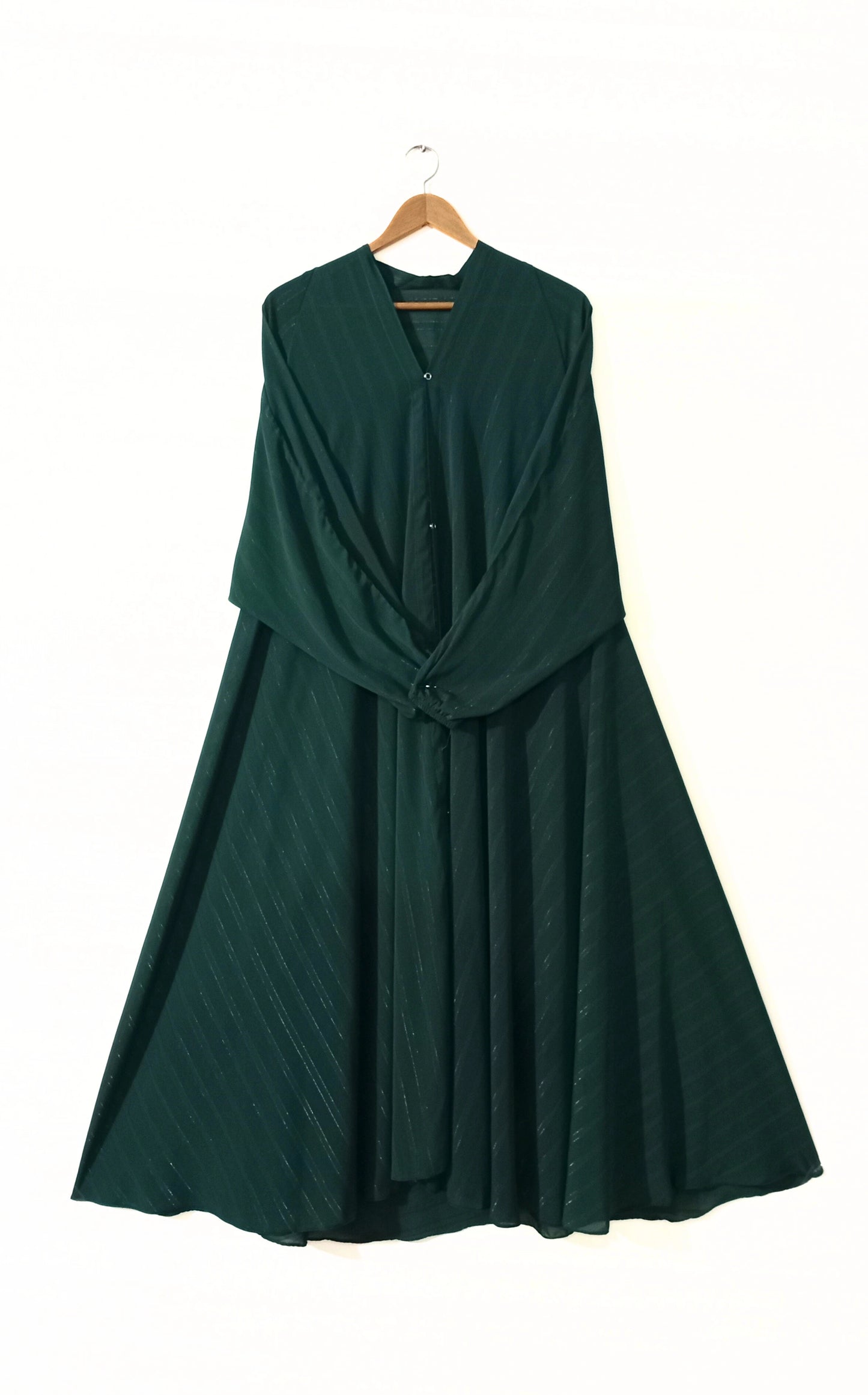 Bottle Green Front Open Zarri Abaya
