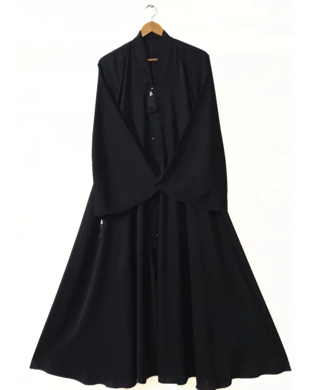 Black Aura Front Open Long Flair Nidha Abaya