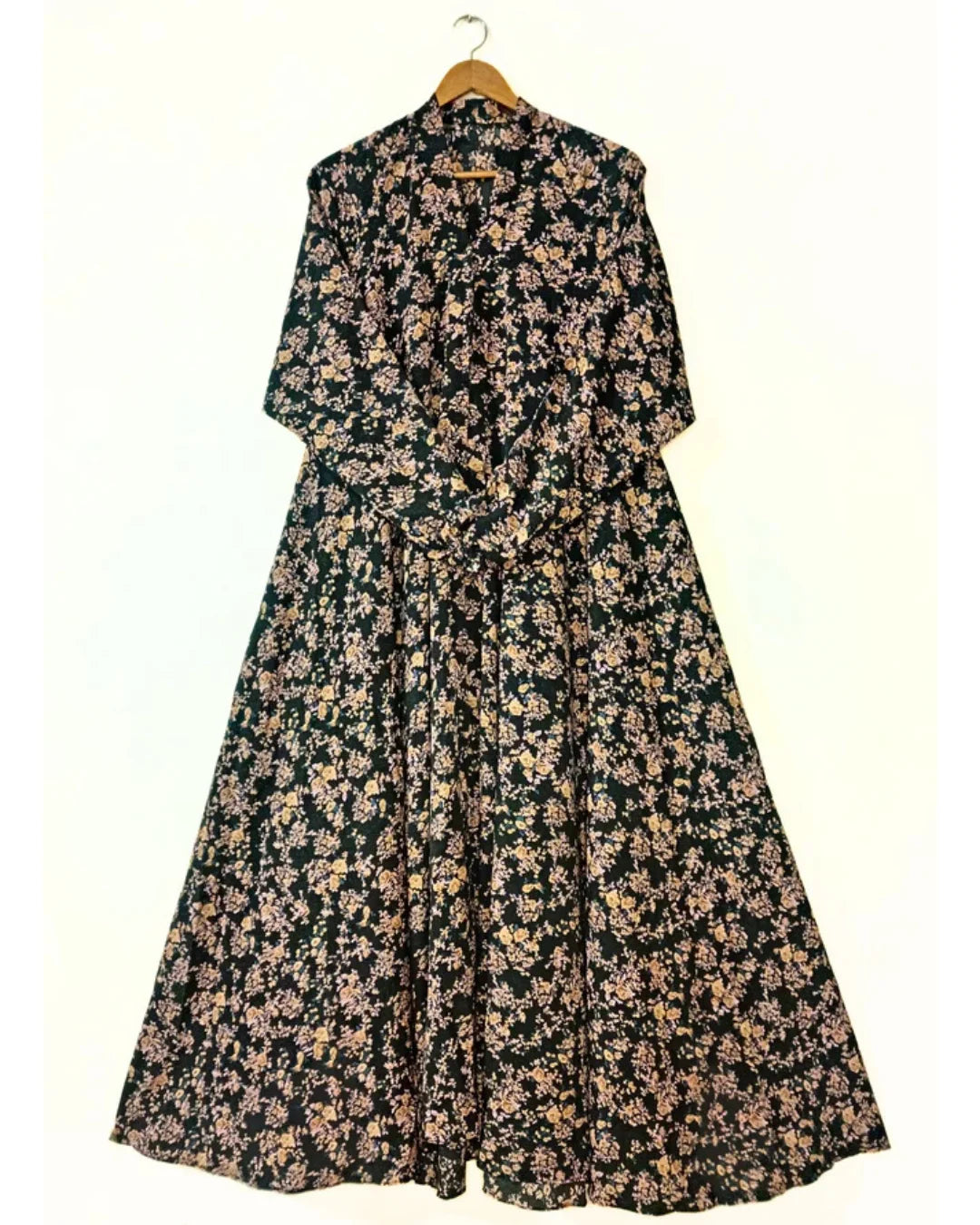 Autumn Bloom Front Open Long Flair Abaya