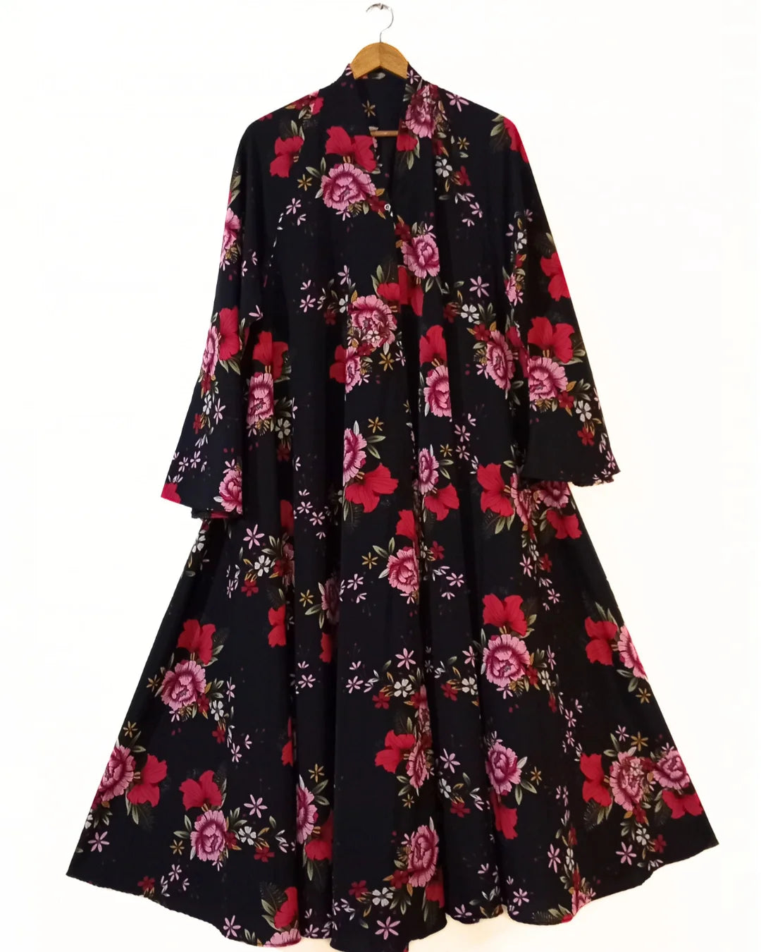 Rosella Charm Front Open Long Flair Abaya