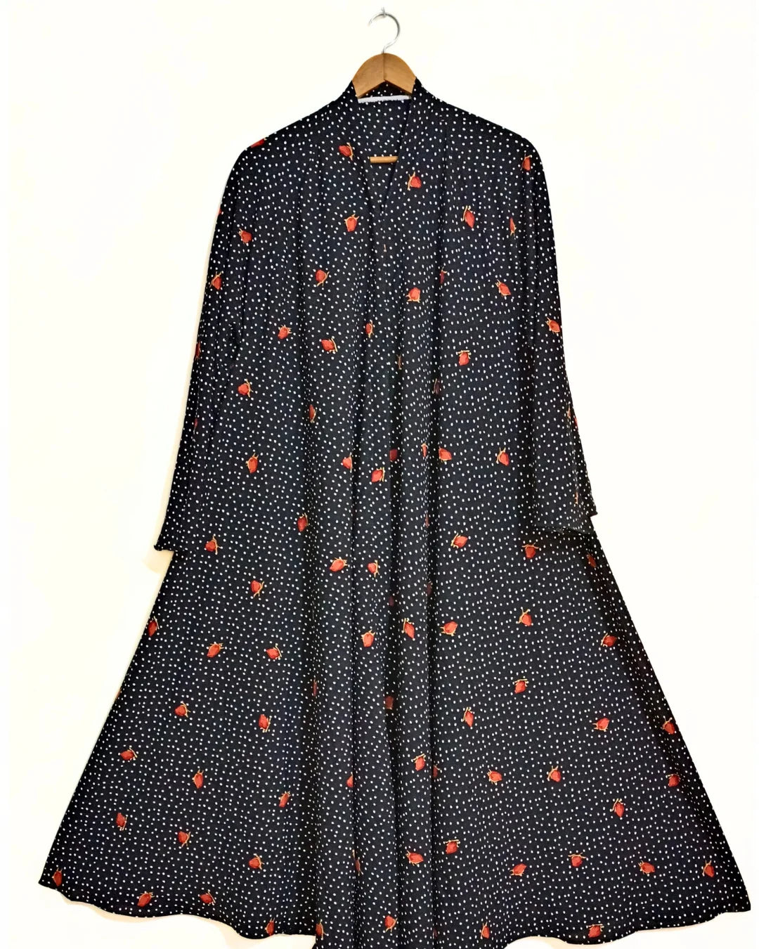 Night Rose Front Open Long Flair Abaya