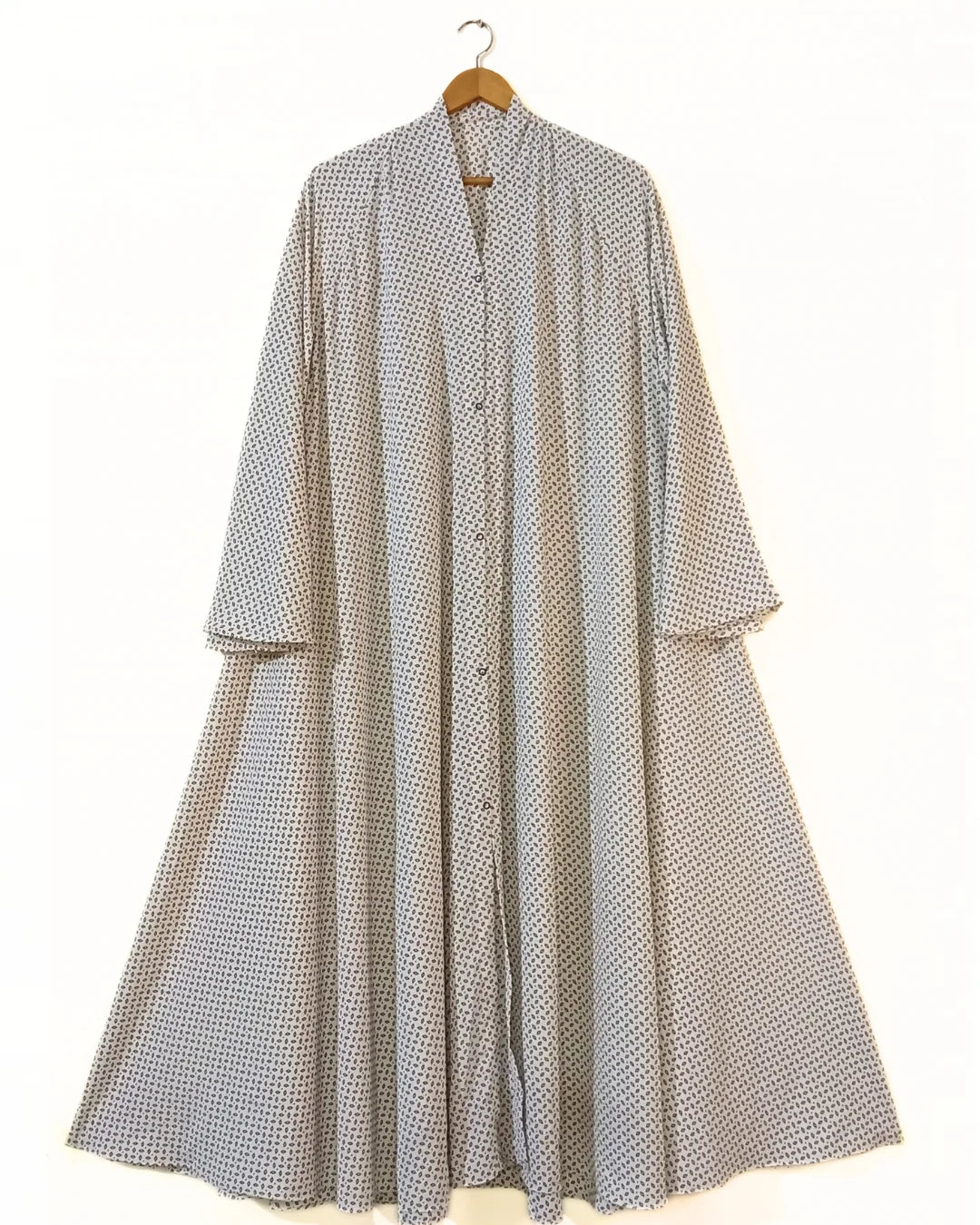 Ivory Charm Front Open Long Flair Abaya