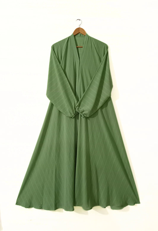 Front Open Zarri Abaya - Soft Green