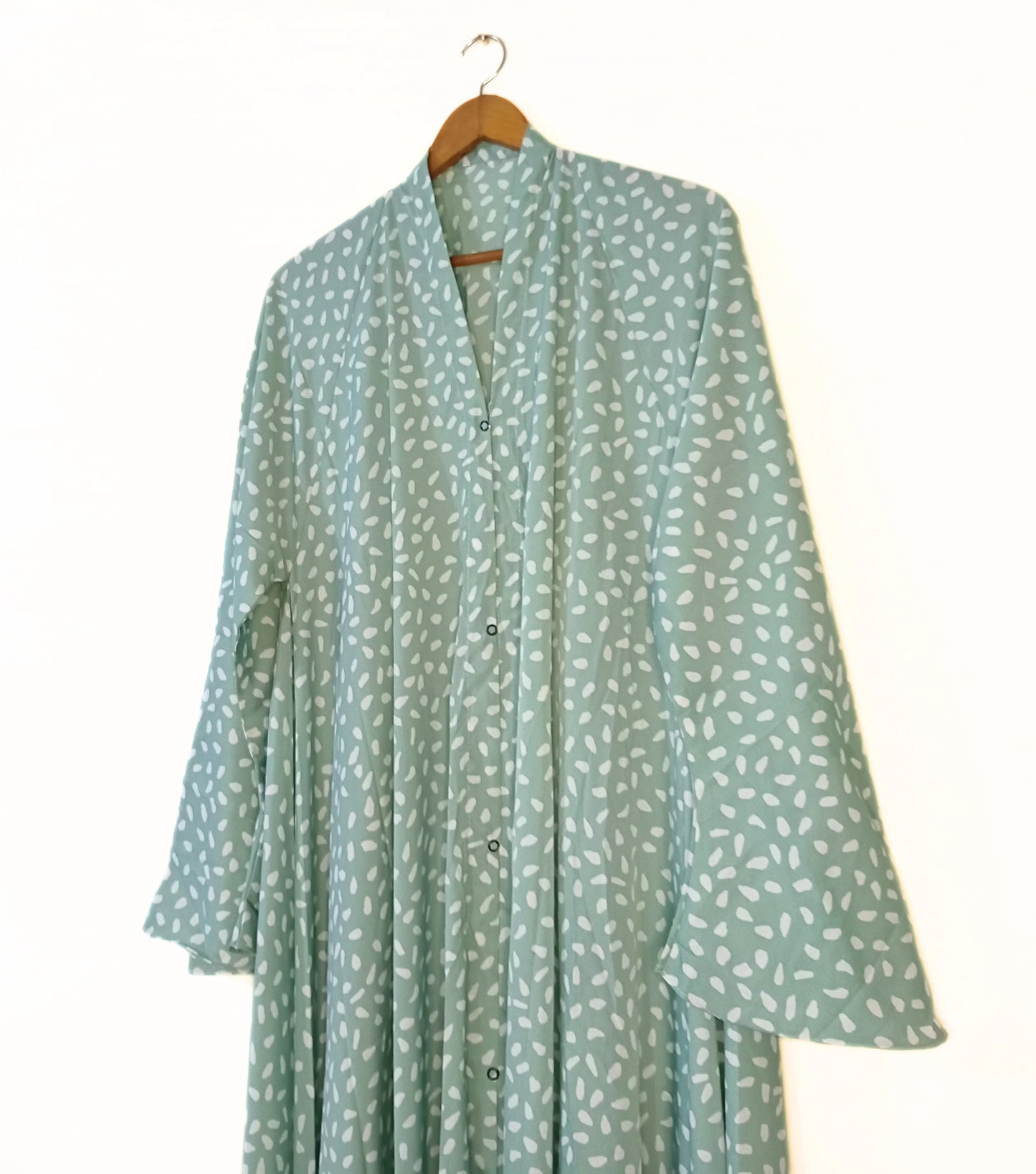 Mint Leaf Front Open Long Flair Abaya
