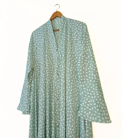 Mint Leaf Front Open Long Flair Abaya