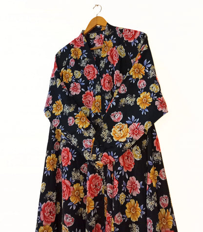 Floral Muse Front Open Long Flaired Abaya