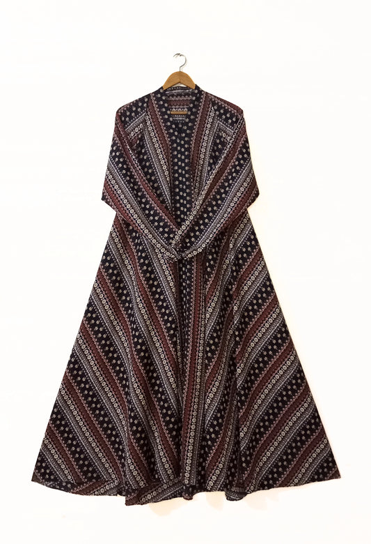 Rustic Rhythm Front Open long Flair Abaya