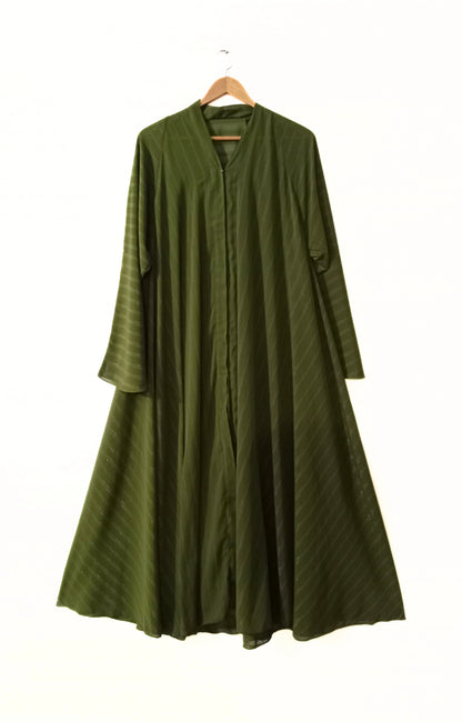 Front Open Olive Green Zarri Abaya