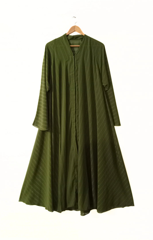 Front Open Olive Green Zarri Abaya