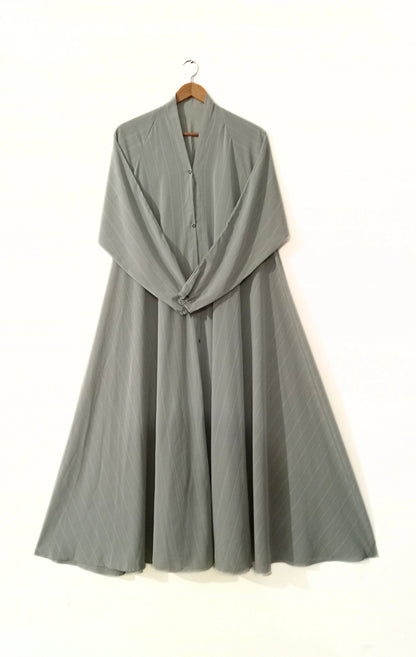 Sage Green Long Flair Zarri Abaya