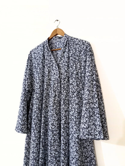 Midnight Petals Front Open Long Flair Abaya