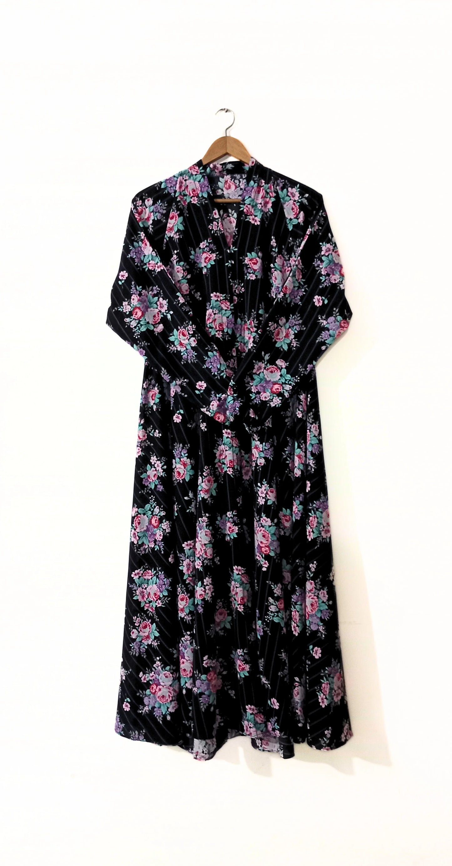Midnight Bloom Front Open Long Flair Abaya