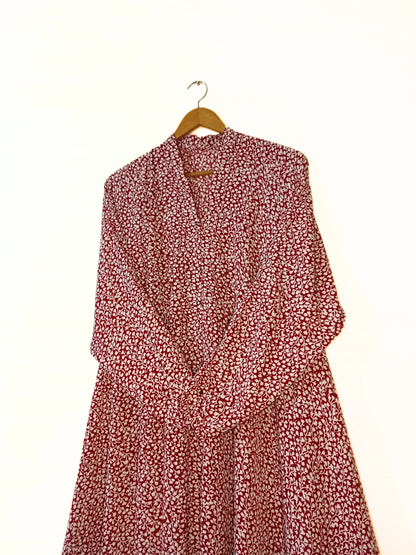 Berry Bloom Front Open Long Flair Abaya