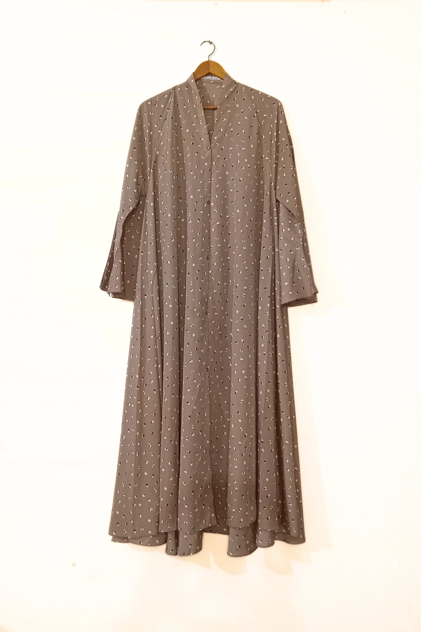 Hazel Bloom Front Open Long Flair Abaya