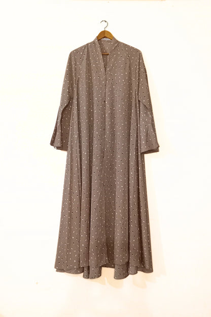 Hazel Bloom Front Open Long Flair Abaya