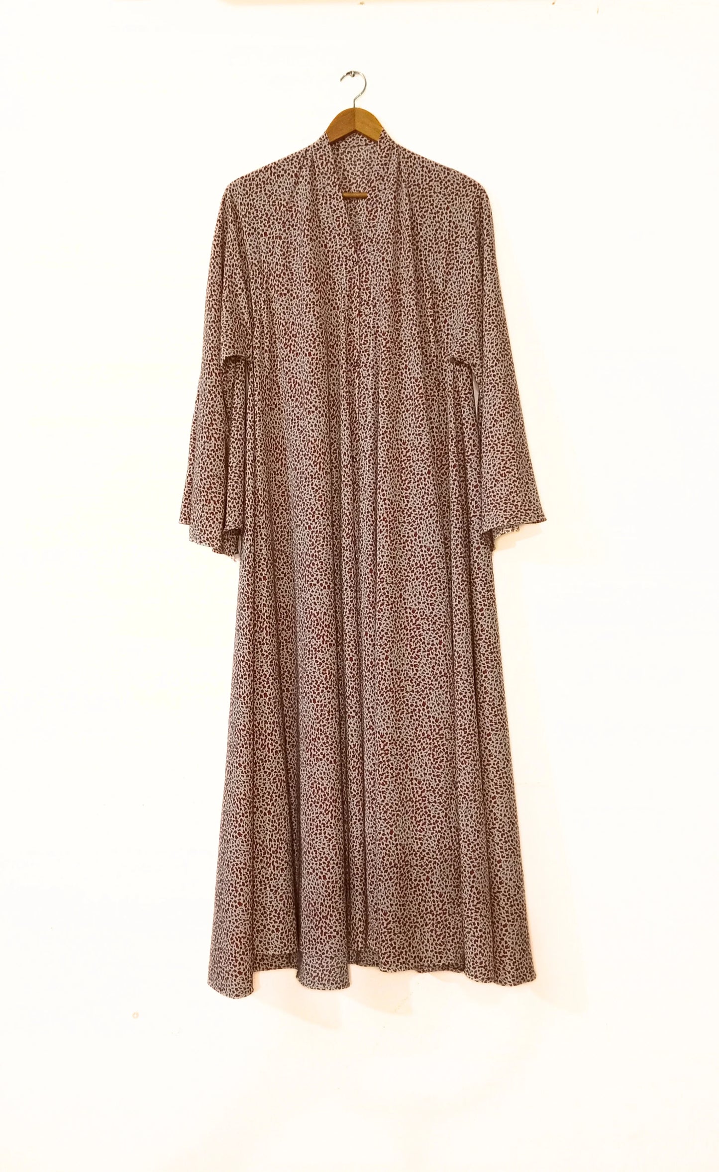 Leopard Print Front Open Long Flair Abaya