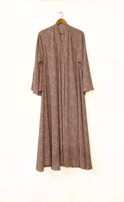 Leopard Print Front Open Long Flair Abaya