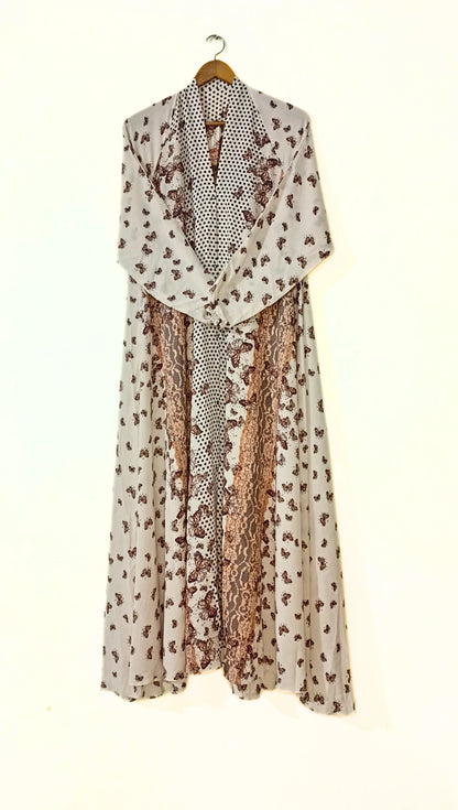 Flora Veil Front Open Long Flair Abaya