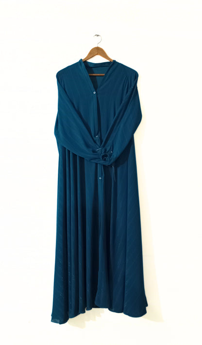 Front Open Zarri Abaya- Zinc