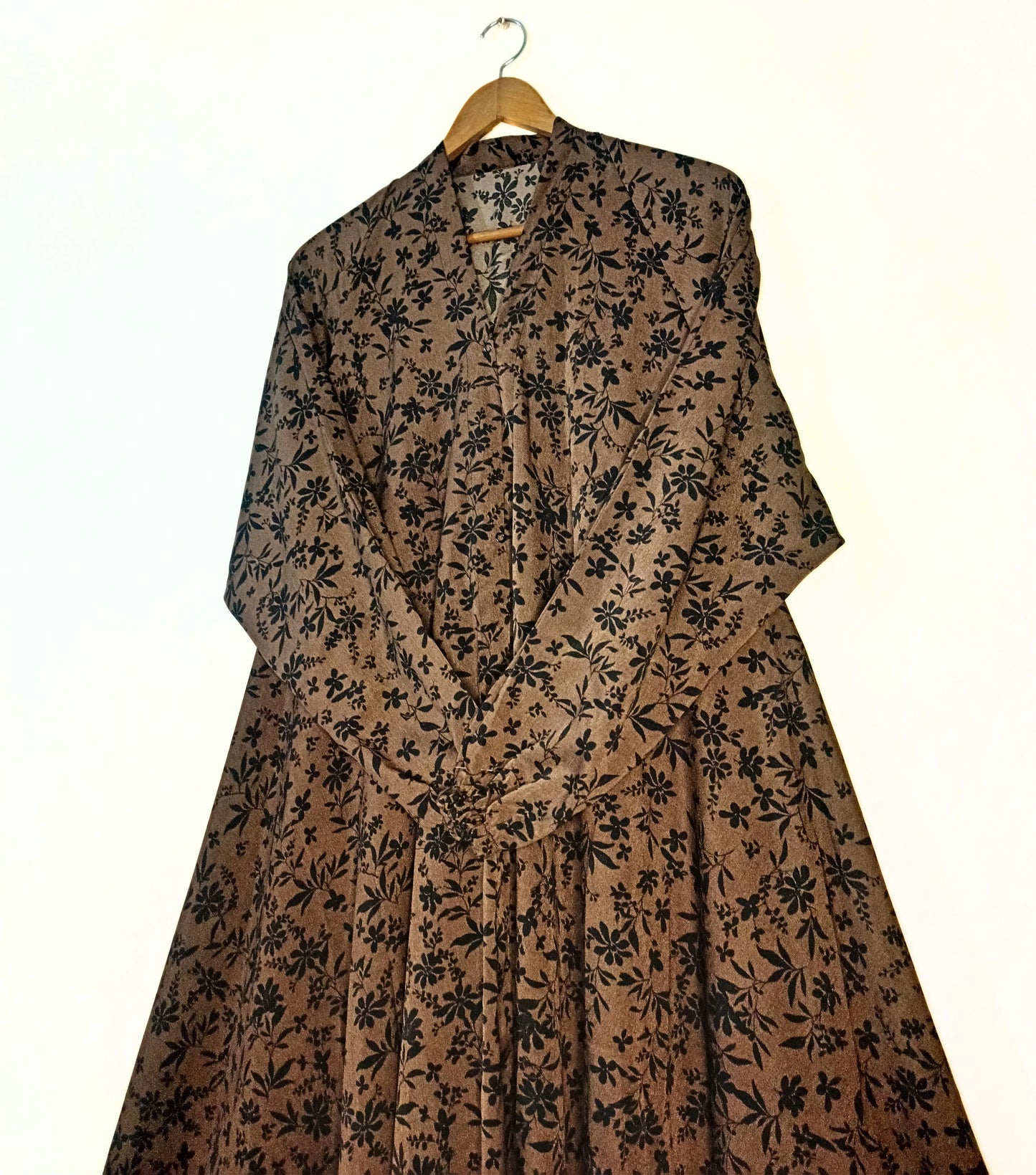Mocha Brown Front Open Long Flair Abaya