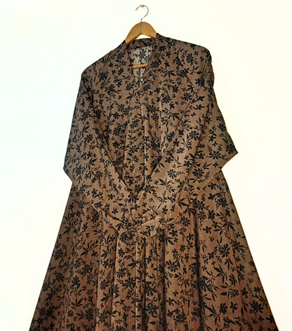 Mocha Brown Front Open Long Flair Abaya