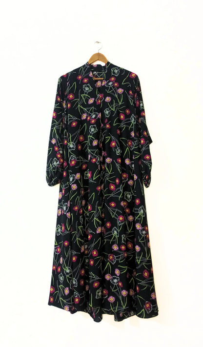 Night Garden Front Open Long Flair Abaya