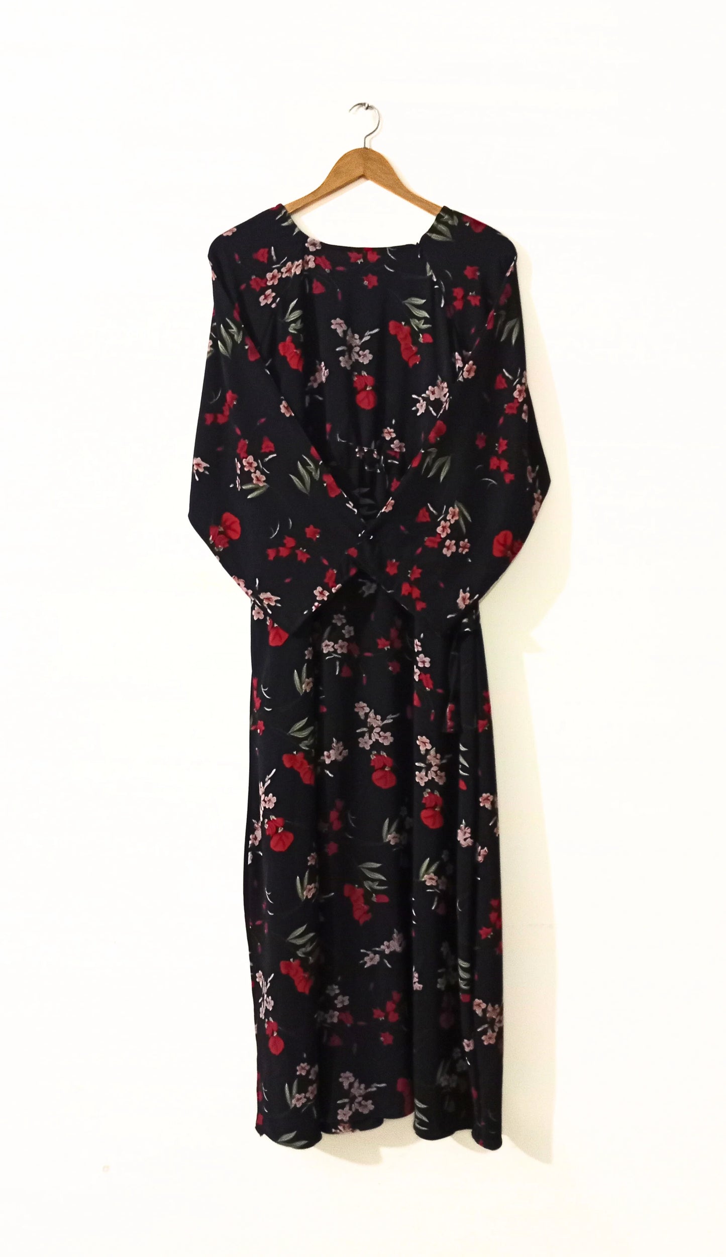Black Floral Abaya with Belt