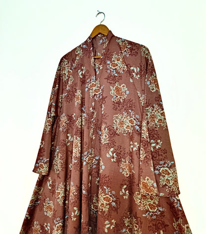 Rustic Charm Front Open Long Flair Abaya
