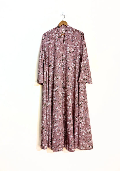 Blush Meadow Front Open Long Flair Abaya