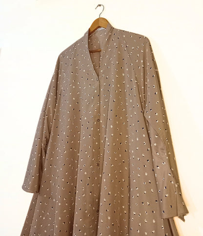 Hazel Bloom Front Open Long Flair Abaya