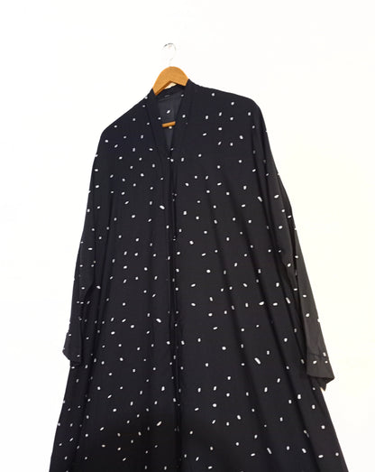 Polka Noir Front Open Abaya