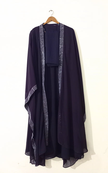 Ottoman Grace Abaya With Staller - Magenta Purple