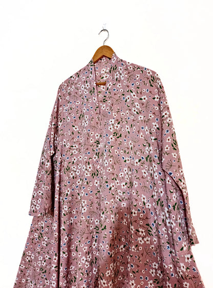 Blush Meadow Front Open Long Flair Abaya