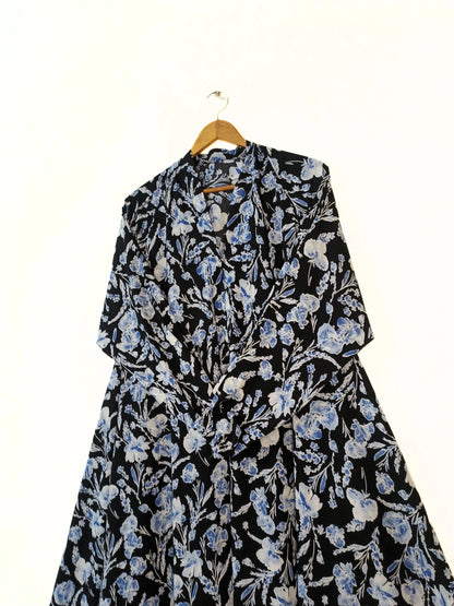 Twilight Petals Front Open Long Flair Abaya