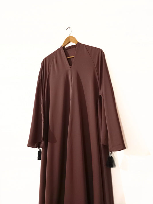 Brown Aura – Front Open Long Flair Nidha Abaya,