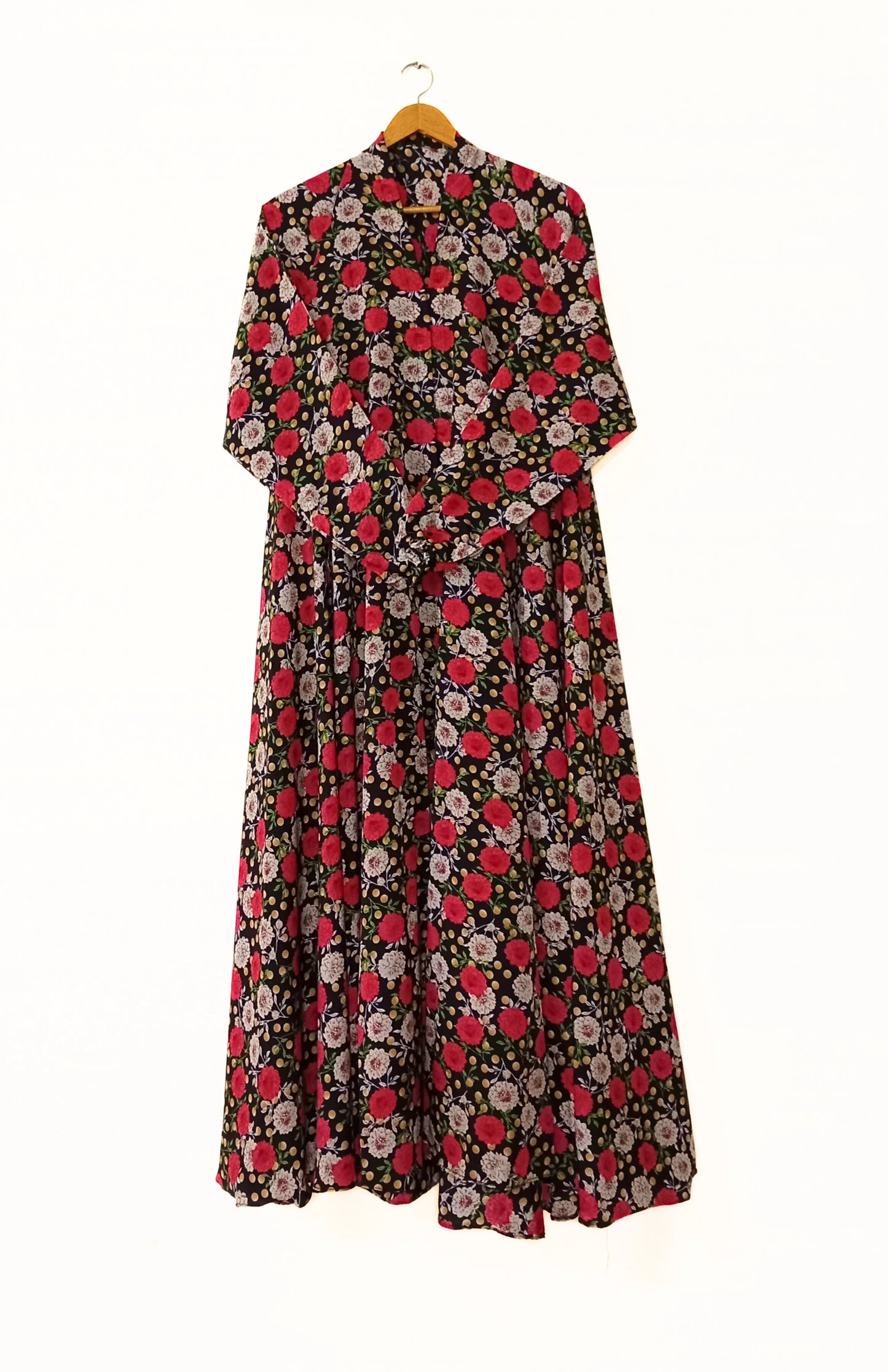 Midnight Rose Front Open Long Flared Abaya