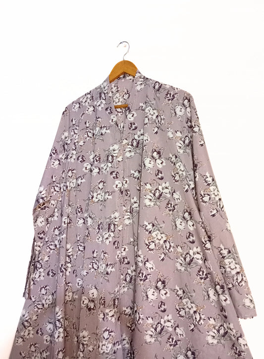 Moon Petals Front Open Long Flair Abaya