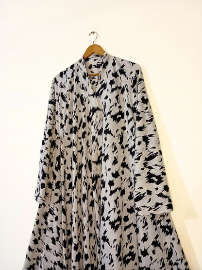 Black Mist Front Open Long Flair Abaya