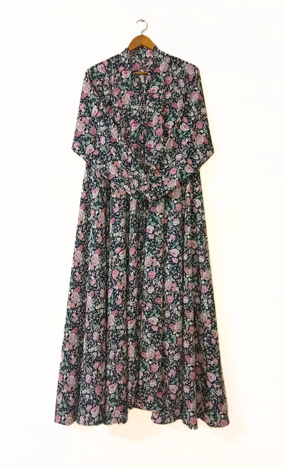 Rose Trail Front Open Long Flair Abaya