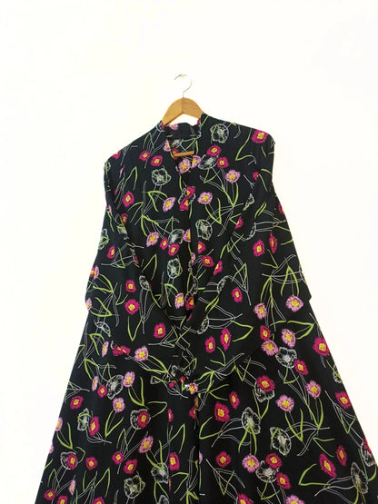 Night Garden Front Open Long Flair Abaya